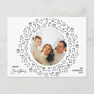 Modern Romantic, vrolijk Briefkaart kerstfamilie