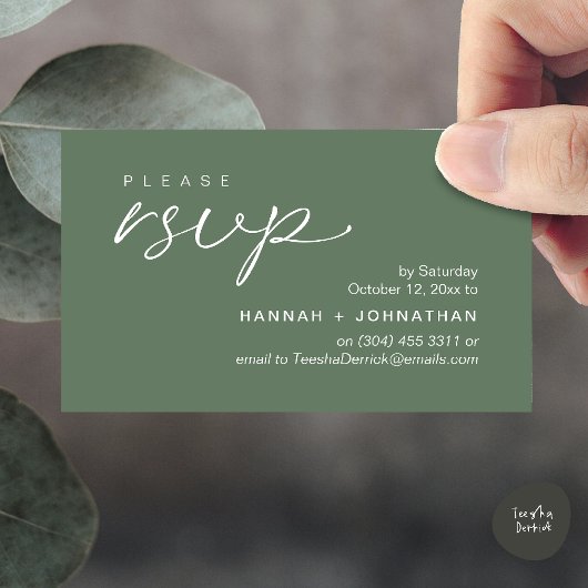 Modern Romantic Wedding Invites RSVP Reminder Card Informatiekaartje