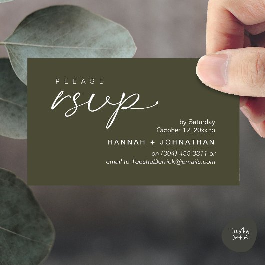 Modern Romantic Wedding Invites RSVP Reminder Card Informatiekaartje