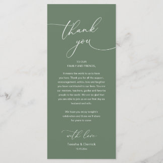 Modern Romantic Wedding Reception Thank You Card Programma