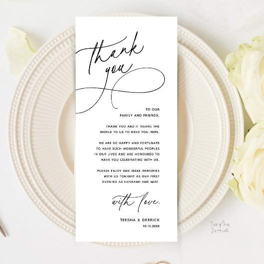 Modern Romantic Wedding Reception Thank You Card Programma