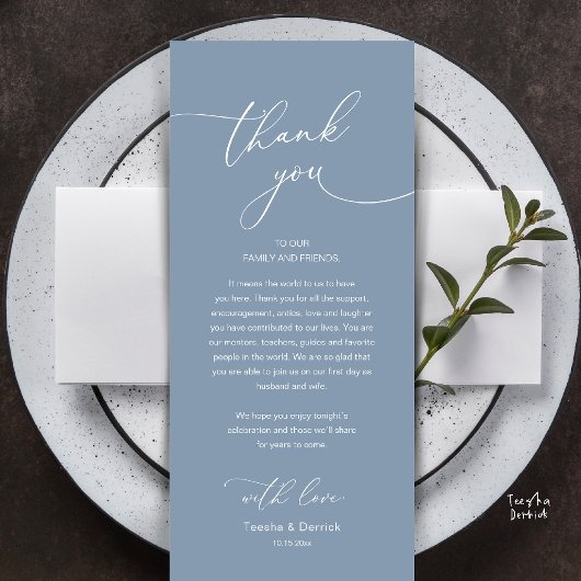 Modern Romantic Wedding Reception Thank You Card Programma