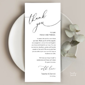 Modern Romantic Wedding Reception Thank You Card Programma