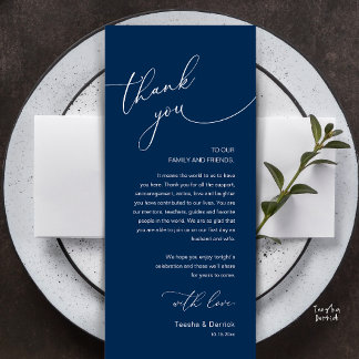 Modern Romantic Wedding Reception Thank You Card Programma