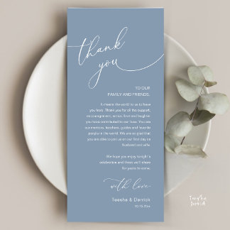 Modern Romantic Wedding Reception Thank You Card Programma