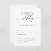 Modern Romantic, zwart script, bruiloft Dinner RSV Informatiekaartje (Voorkant / Achterkant)