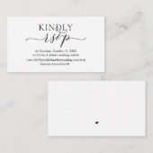 Modern Romantic, zwart script, online website RSVP Informatiekaartje (Voorkant / Achterkant)