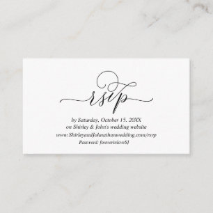Modern Romantic, zwart script, online website RSVP Informatiekaartje