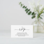 Modern Romantic, zwart script, online website RSVP Informatiekaartje (Staand voorkant)
