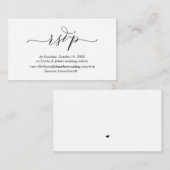 Modern Romantic, zwart script, online website RSVP Informatiekaartje (Voorkant / Achterkant)