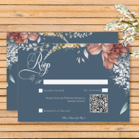 Modern Romantisch Blauw Tuin Bloemen Huwelijk QR C