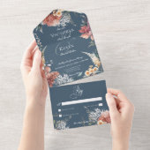 Modern Romantisch Blauwe Tuin Bloemen Geen Diner All In One Uitnodiging (Afscheurbaar)