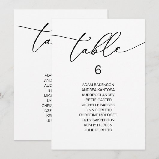 Modern Romantisch Gasten Zittafel Kaart (Voorkant / Achterkant)