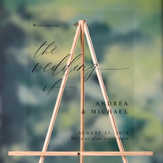 Modern Romantisch Huwelijk Zwart Welkom Acryl Bord (Neutraal)