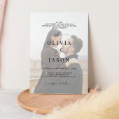 Modern Romantisch Script Zwart Wit Fotobruiloft Kaart