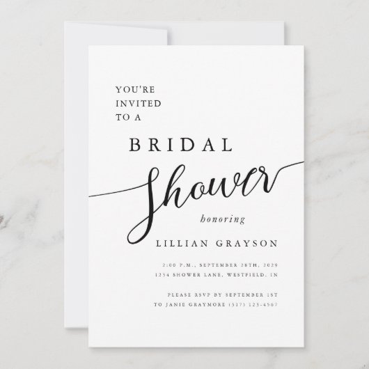 Modern Romantisch Script Zwart & Wit Vrijgezellenf Kaart (Voorkant)