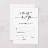 Modern romantisch, zwart script, huwelijksdiner RS Informatiekaartje (Voorkant / Achterkant)