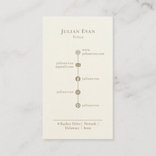 Modern Romig Wit & Goud Luxe Script Monogram Visitekaartje (Achterkant)