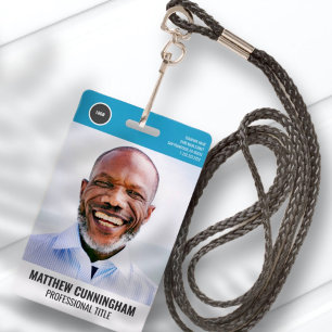 Modern Rond Logo  Personeelsfoto Naam Barcode Badge