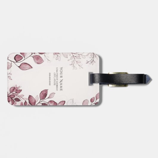 Modern rood blad Bagagelabel (Achterkant horizontaal)