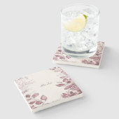 Modern rood blad stenen Onderzetter (Zijkant)