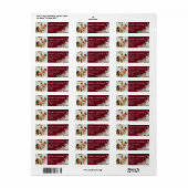 Modern Rood Elegante Foto & Pine Greenery Kerstmis Etiket (Full Sheet)