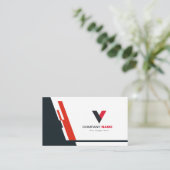 Modern rood en donker visitekaartje (Staand voorkant)