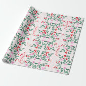 Modern rood en groen kerstbloempatroon Falala Cadeaupapier (Uitgerold)