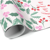 Modern rood en groen kerstbloempatroon Falala Cadeaupapier (Rol Hoek)