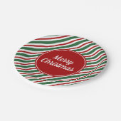 Modern rood en groen vrolijk kerstfeest papieren bordje (Gekanteld)