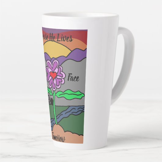 Modern rood en Paars digitaal gekleurd Handje gete Latte Mok (Rechterhoek)