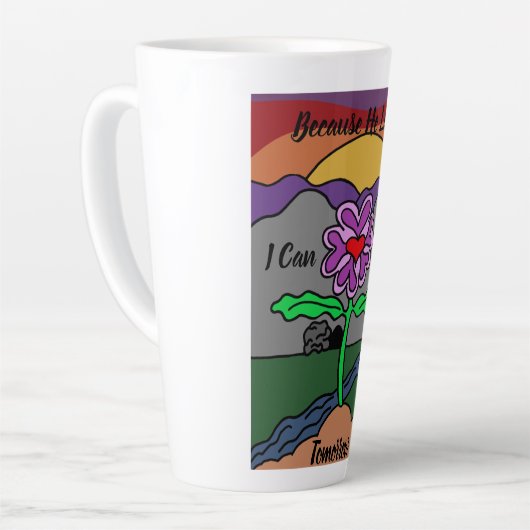 Modern rood en Paars digitaal gekleurd Handje gete Latte Mok (Linkerhoek)