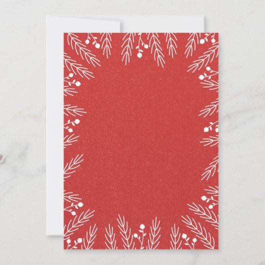 Modern Rood en Wit Bloemen Kerstdiner Kaart (Achterkant)