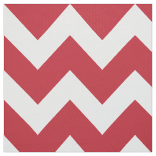 Modern rood en wit chevron strepenpatroon stof
