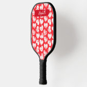 Modern Rood en Wit Doodled Heart Valentijn Naam Pickleball Paddle (Links)