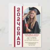 Modern, Rood en Wit Foto Afstuderen Kaart (Voorkant)