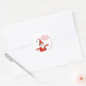 Modern Rood en Wit Fun Gnome Vrolijk Kerstfeest Ronde Sticker (Envelop)
