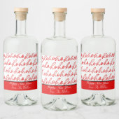 Modern rood en wit kerstpatroon likeurfles etiket (Flessen)