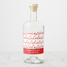 Modern rood en wit kerstpatroon likeurfles etiket