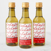 Modern rood en wit kerstpatroon wijn etiket (Flessen)