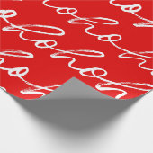 Modern rood en wit kerstscript patroon cadeaupapier (Hoek)