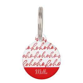 Modern rood en wit kerstscript patroon huisdierpenning