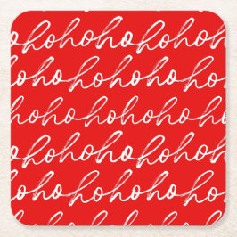 Modern rood en wit kerstscript patroon vierkante kartonnen onderzetter