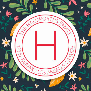 Modern rood en wit retouradres of product ronde sticker