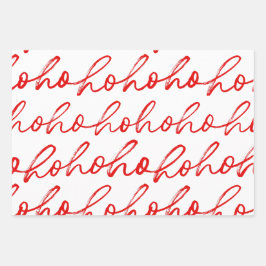 Modern Rood en wit Script Kerstpatroon Inpakpapier Vel
