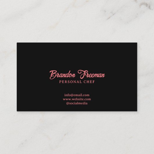 Modern rood en zwart Chef Pet en zilverwerk Visitekaartje (Achterkant)