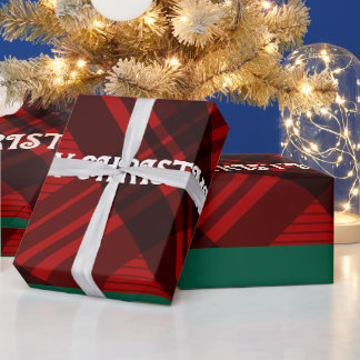 Modern rood en zwart geruit Cadeaupapier