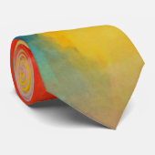 Modern Rood Geel Abstract Schilderij Stropdas (Opgerold)