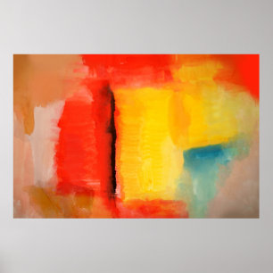 Modern rood geel Abstract verfart Poster