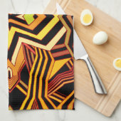 Modern Rood Geel & Zwart Geometrisch Theedoek (Quarter Fold)